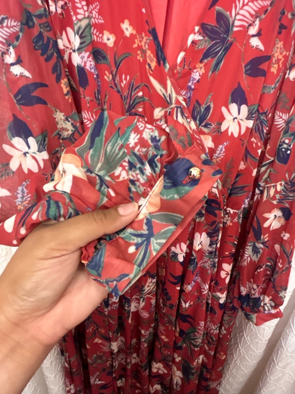 Ivy City Co Red Floral Maxi Wrap Dress - Picture 7 of 7